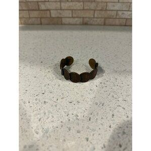 Vintage Hand Made Solid Copper 1975 Penny Design Wide Cuff Bracelet
